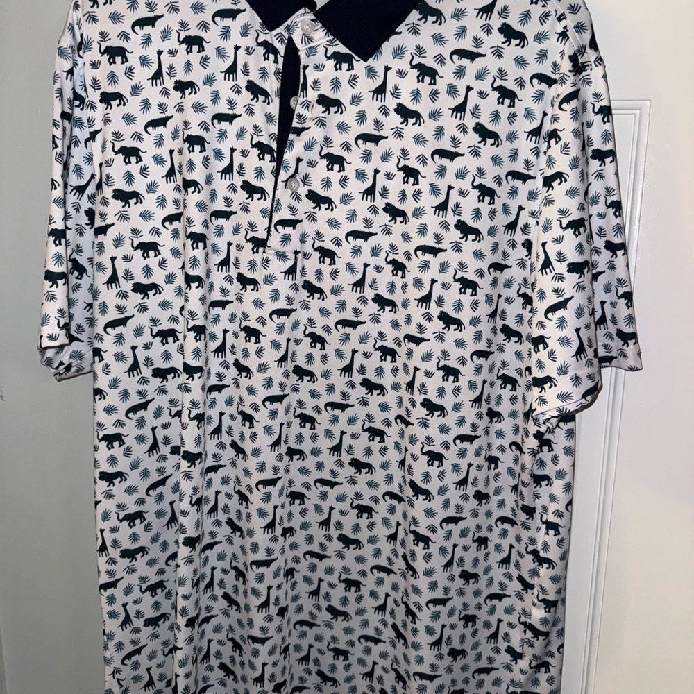 Men's Black and White Animal Print Shirt
